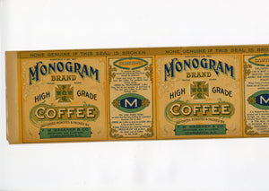 Early 1900's Monogram Brand Coffee Label Set of Two, FW Wagner Roasters