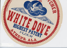 Load image into Gallery viewer, Antique 1900&#39;s WHITE DOVE Patent FLOUR Barrel Label, Sarver &amp; Crutcher