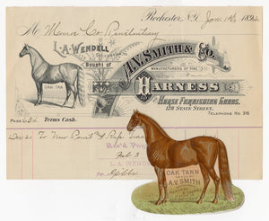 1894 A.V. Smith & Co. Harness and Horse Furnishing Goods Billhead and Die-cut Trade Card Set