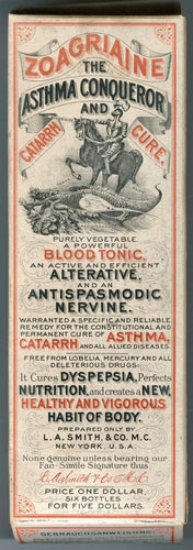 Antique ZOAGRAINE, The Asthma Conqueror Cardboard Box, Knight, Dragon, EMPTY