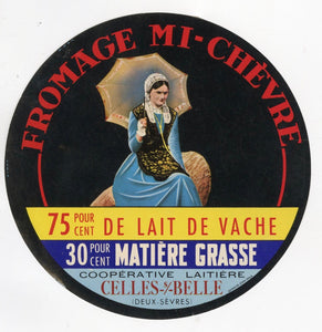 Antique, Unused, French Fromage Mi-Chevre Goat Cheese Label