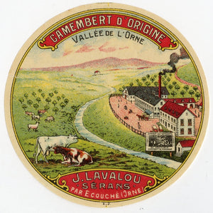 Antique, Unused, French Camembert d'Origine Cheese Label, Orne