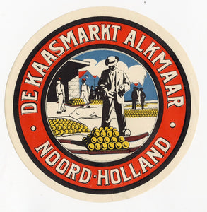 Antique, Unused Frisian De Kaasmarkt Alkmaar Cheese Label, Noord, Holland