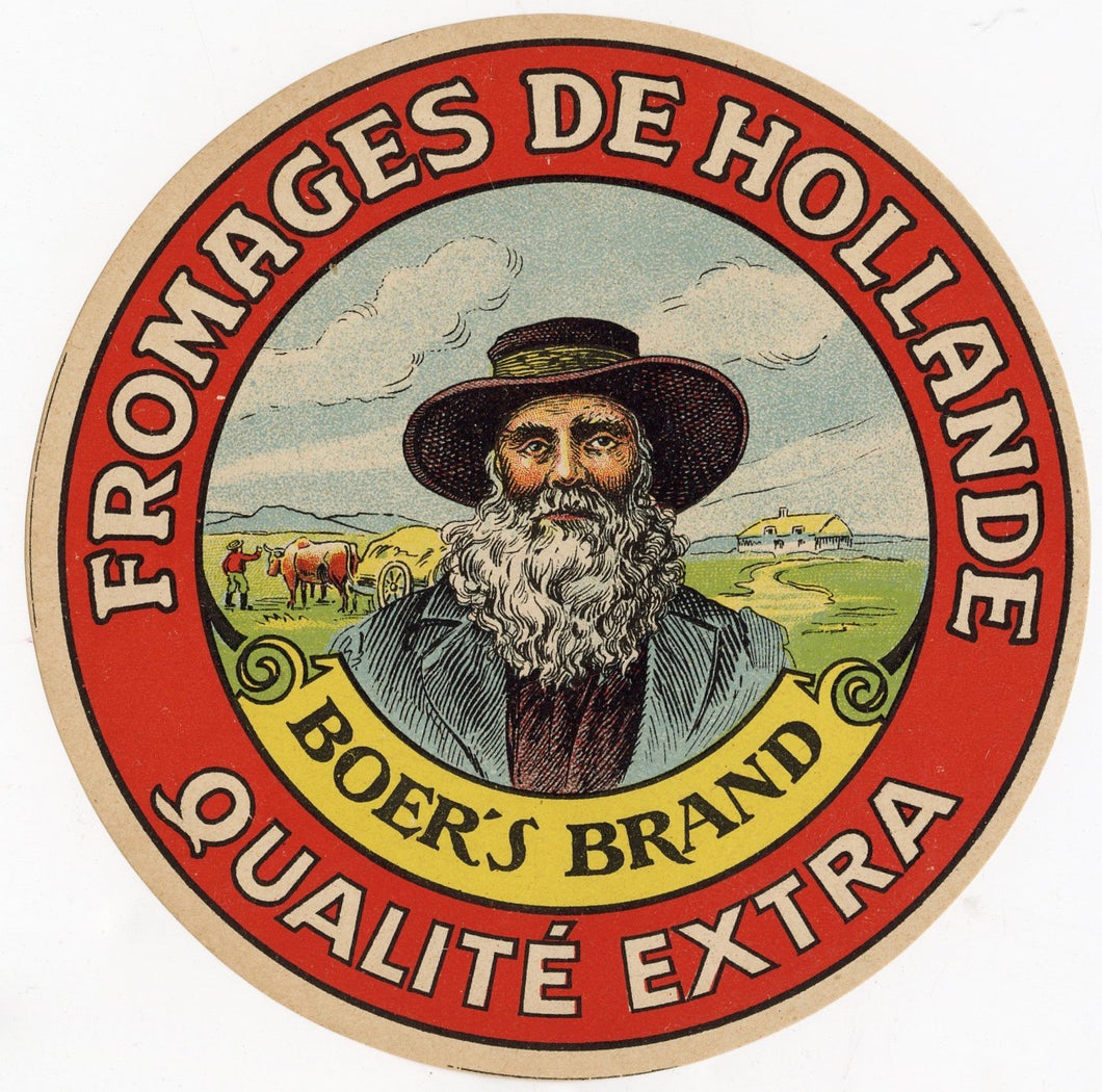 Antique, Unused, French Fromages de Holland Cheese Label, Boer's Brand