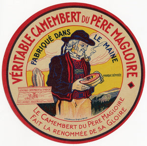 Antique, Unused, French Veritable Camembert du Pere Magloire Cheese Label