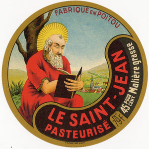 Antique, Unused, French Le Saint-Jean Cheese Label, Poitou