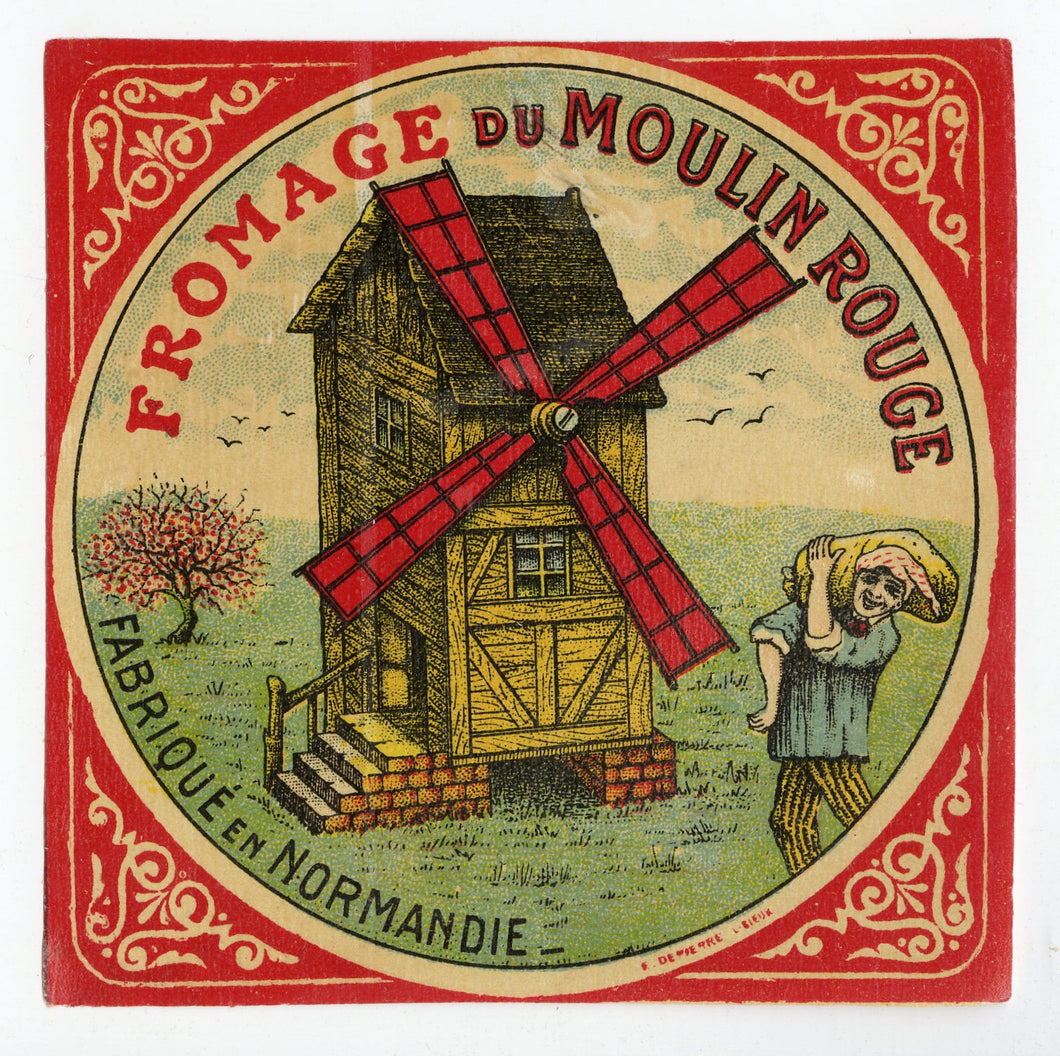Antique, Unused, French Fromage du Moulin Rouge Cheese Label