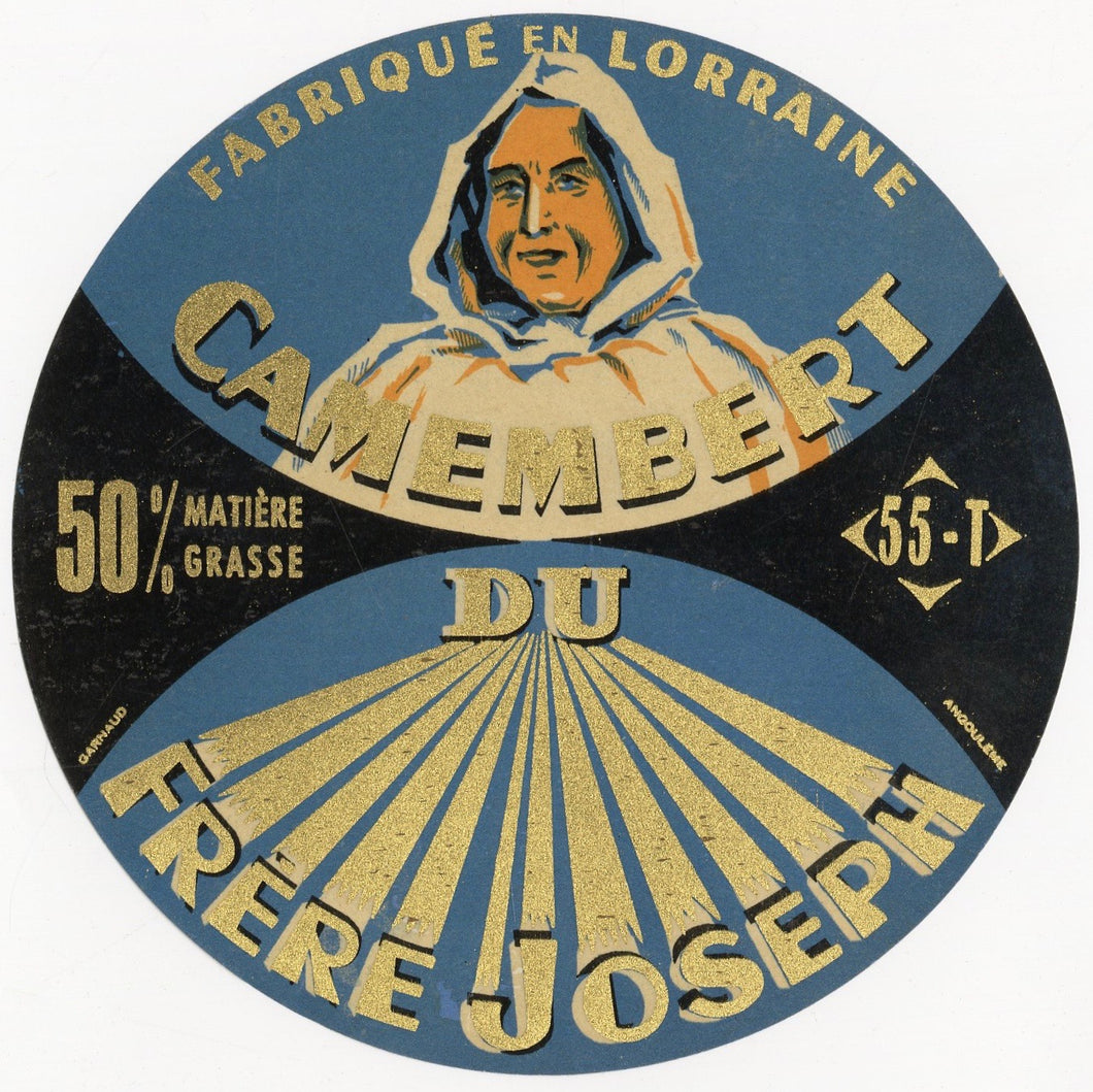 Antique, Unused, French Frere Joseph Camembert Cheese Label, Lorraine