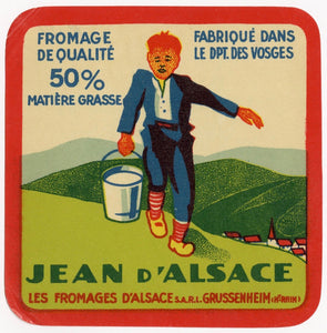Antique, Unused, French Jean d'Alsace Cheese Label