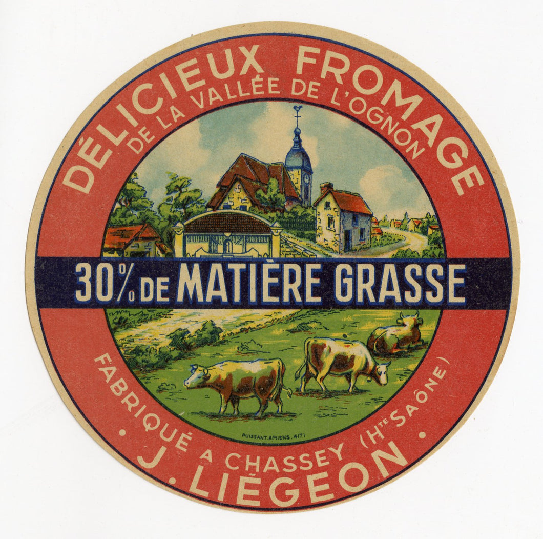  Antique, Unused, French Delicieux Fromage Cheese Label, Vallee de L'Ognon