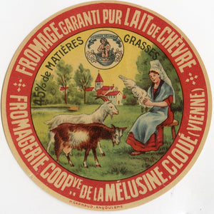 Antique, Unused French Fromage Garanti Pur Lait de Chevre Cheese Label