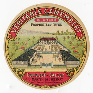 Antique, Unused Veritable Camembert Cheese Label Propriete du Fayel