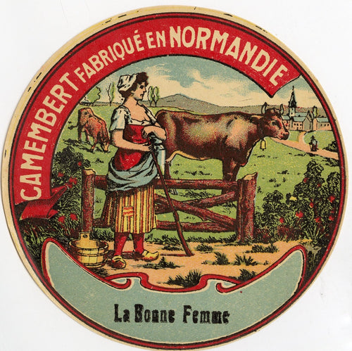 Antique, Unused, French La Bonne Femme Camembert Cheese Label