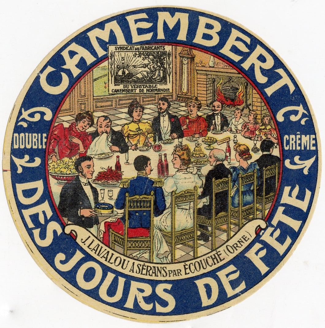 Antique, Unused, French Camembert des Jours de Fete Cheese Label, Dinner Party