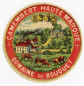 001 Antique, Unused, French Camembert Haute Marque Cheese Label, Factory, Two Available