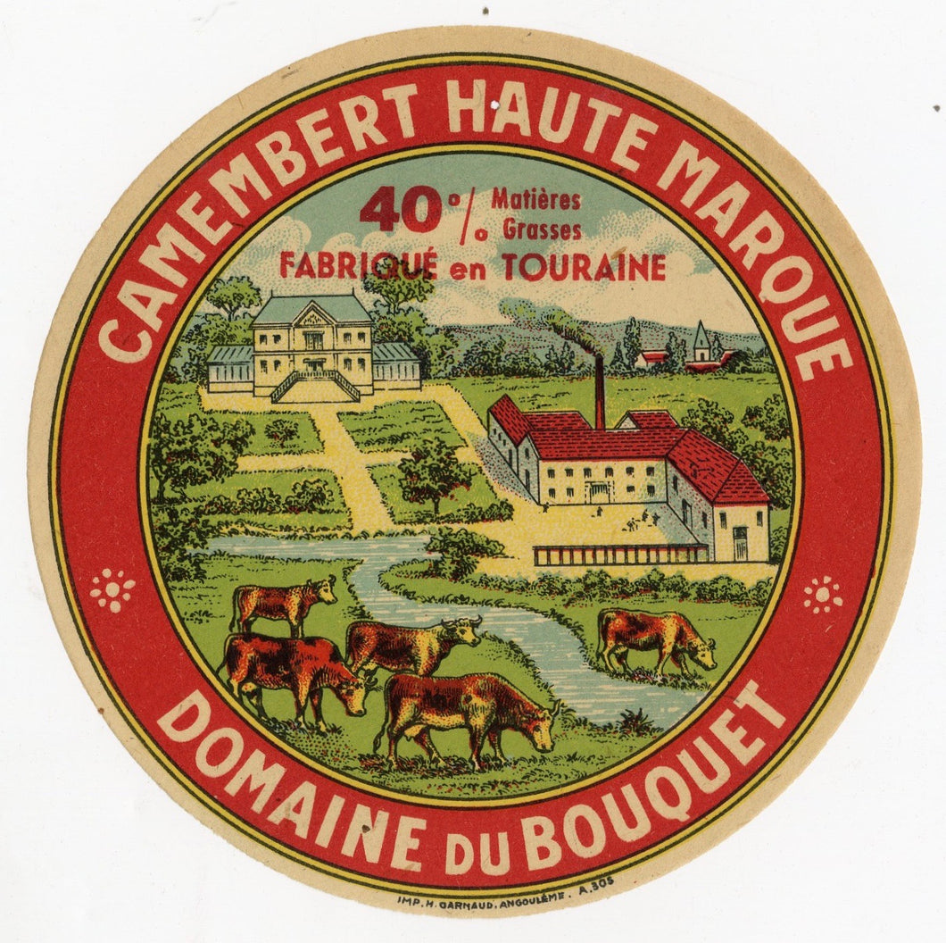 001 Antique, Unused, French Camembert Haute Marque Cheese Label, Factory, Two Available