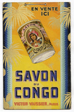 Load image into Gallery viewer, Antique French SAVON DU CONGO Store Soap Display, Advertising Sign