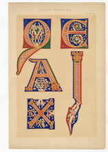 Load image into Gallery viewer, Beautiful Chromolithograph Book Plate Illuminated Letters About 150 Years Old - Plate Number 25