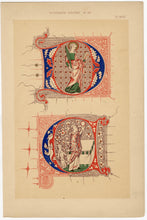 Load image into Gallery viewer, Beautiful Chromolithograph Book Plate Illuminated Letters About 150 Years Old - Plate Number 67