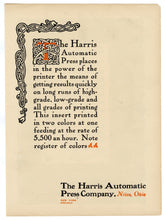 Load image into Gallery viewer, Antique Harris Automatic Press Company Printing Sample Sheet, George Eliot Poem