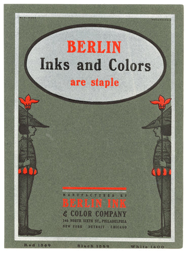 Antique Berlin Ink and Color Company Printer's Sample Advertisement