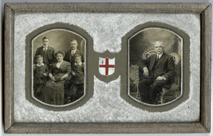 Victorian Framed Double Sided Family Portrait with Family Crest, Silver Mat