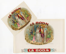 Load image into Gallery viewer, Antique, Unused LA BODA Brand Cigar, Tobacco Caddy Crate Label SET of Two, Wedding