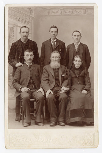 Antique Victorian Family Portrait Cabinet Card, Parents and Four Sons