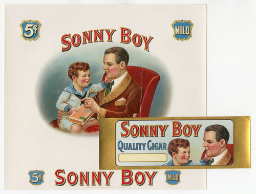 Antique, Unused 1920's-1930's Sonny Boy Cigar Box Label Set of Two