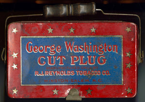 Antique GEORGE WASHINGTON Tobacco Tin, LUNCHBOX || EMPTY