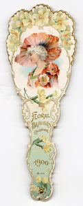 Antique 1900 FLORAL BEAUTIES CALENDAR Advertising Fan