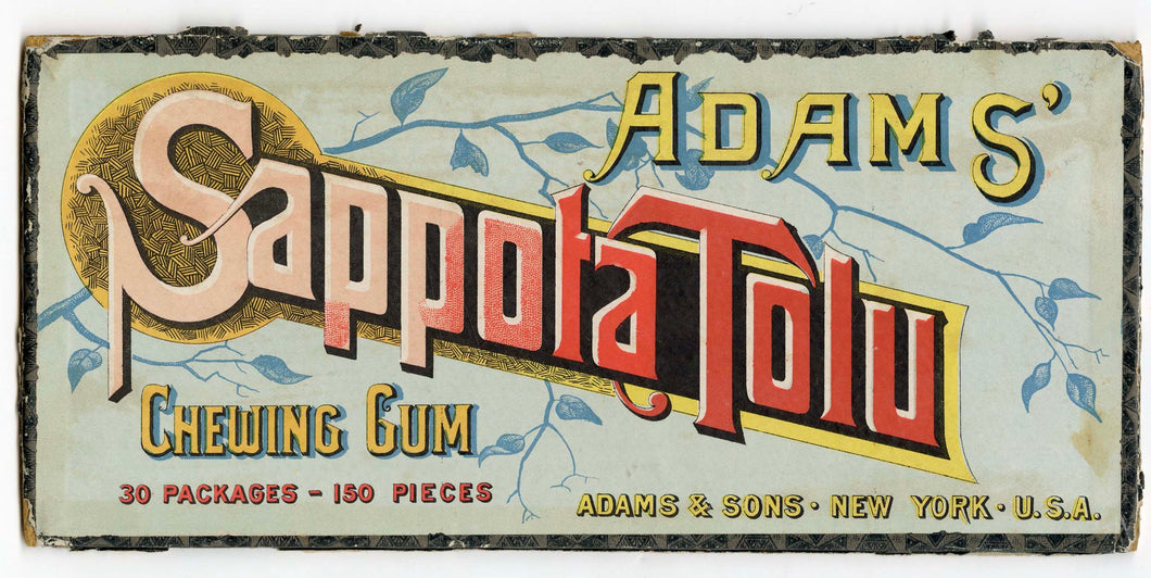 Antique Adams' Sappota Tolu CHEWING GUM Box Lid with Inside Graphic