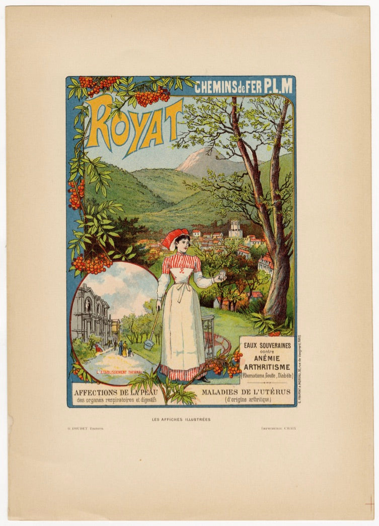 Antique 1900's French ROYAT Original Lithographic Print, Les Affiches Illustrees